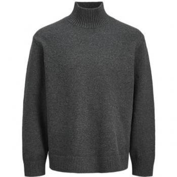 Jack & Jones Strickpullover mit Stehkragen, Dunkelgrau Melange, Größe XL
