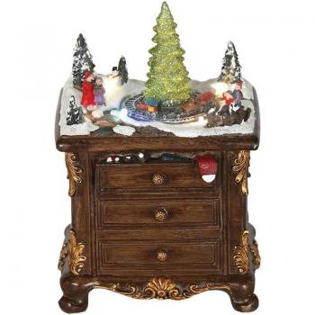 Set Carillon Natalizio 16x14 cm con Albero e Treno 16x14
