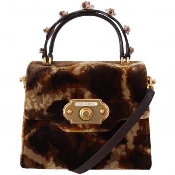 Dolce & Gabbana Brown Giraffe Print Purse
