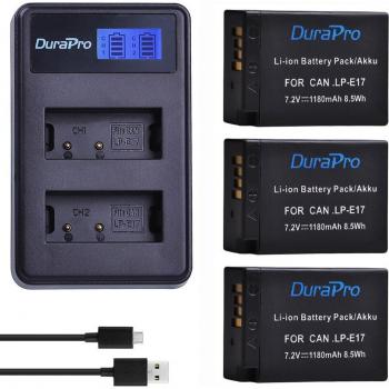 DuraPro 1180mAh LP-E17 Battery + LCD USB Dual Charger for Canon EOS Rebel T760D