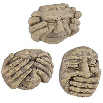 Relaxdays Gartenfigur Baumgesichter Set, beige/anthrazit, wetterfest