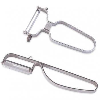 Pack de 2 éplucheurs inox avec lames droite et dentelée Mathon