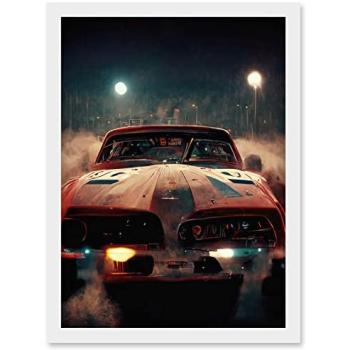 White Smoke Racer: Classic Sports Car Print