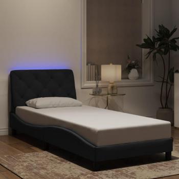 Lit simple avec éclairage LED noir 80x200 cm velours