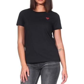 T-Shirt Ragwear Adori A – Damen‑XL – Schwarz – Jersey – Rundhals – bestickt