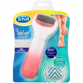 Scholl Velvet Smooth Electronic Foot File, Pink 1 Count (Pack of 1), Peach