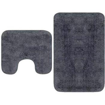 Vidaxl Grey Fabric Bathroom Mat Set 2 Pieces