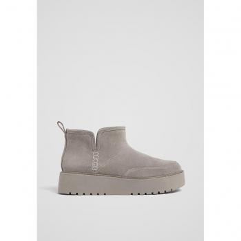Stradivarius Flache Stiefeletten Grau 41 – Kunstfell‑Innenausstattung