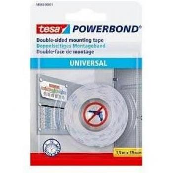 Tesa Powerbond White Adhesive Tape, 1.5m x 19mm