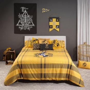 Couvre-lit Hufflepuff Classic avec boutons – 240 × 220 cm