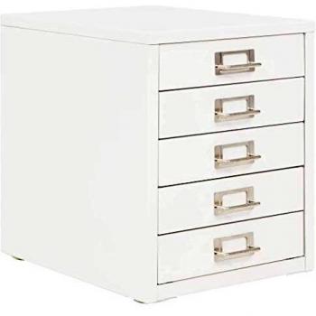 Schreibtisch-Aktenschrank in Weiß – 5 Metallschubladen, 28×35×35 cm