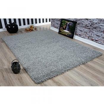 Serdim Rugs Living Room Shaggy Area Rug, Polypropylene, Silver Grey, 60x110cm