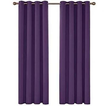Deconovo Blickdicht Vorhang mit Ösen, 220x140 cm, Dunkelviolett