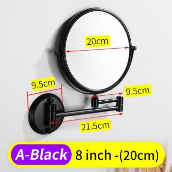 Miroir mural extensible 2 faces, acier inoxydable noir, bras ajustables, miroir maquillage grossissant