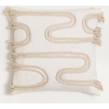 Coussin Carré en Coton 45x45 cm Reni Beige Lin
