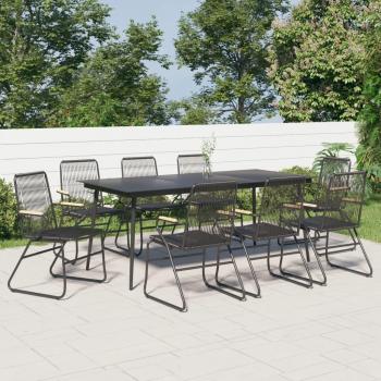9-Piece Patio Dining Set in Black PVC Rattan (Vidaxl)