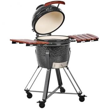 Ceramic Kamado BBQ a Carbone con Termometro e Griglia Nera
