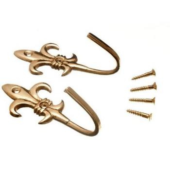 Set of 100 Pairs of Fleur de Lys Brass Curtain Tie Hold Back Hooks
