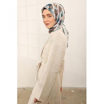 Foulard Écru et Pétrole ShantuQ
