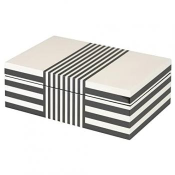 Caja Decorativa MDF Blanca y Negra 28x18x10 Cm
