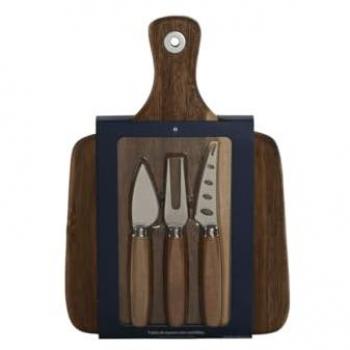Tablas de Cocina Home ESPRIT: Acero + Acacia 30×21,5 cm – 4 piezas