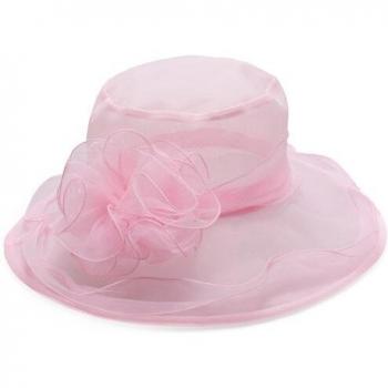 Sombrero de té de organza con flores para mujer A002