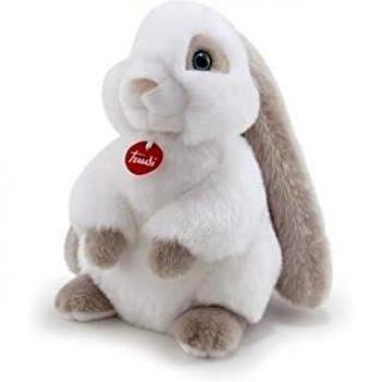 Peluche Lapin Clemente Taille M Blanc Noir