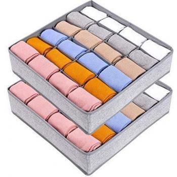 Joyoldelf Faltbare Schubladen-Organizer für Socken, 2er Set, 24 Zellen