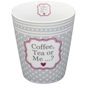 Krasilnikoff Porzellanbecher 'Coffee, Tea or Me.?'