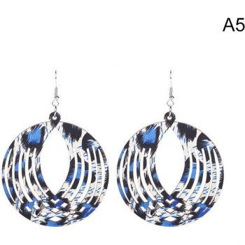 Ethnic Style Wooden Dangle Earrings for Women