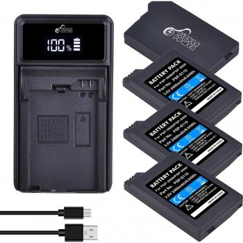 Batterie 2400mAh pour Sony PSP avec chargeur USB LED