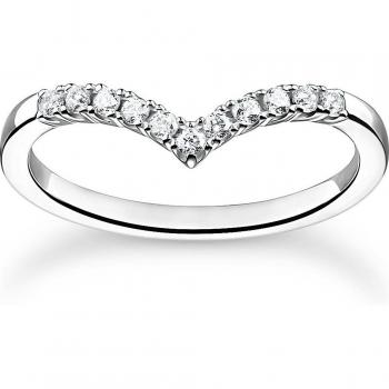 Thomas Sabo Charming V-Shaped Ring with White Zirconia