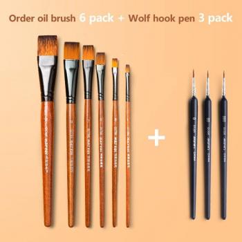 Beginner's Flat Head Oil Gouache Acrylic Brush Set
