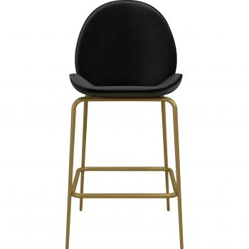 Sgabello Imbottito Alto 63 cm In Velluto Nero