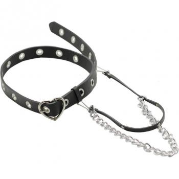 Cinturón negro casual para mujer con cadena