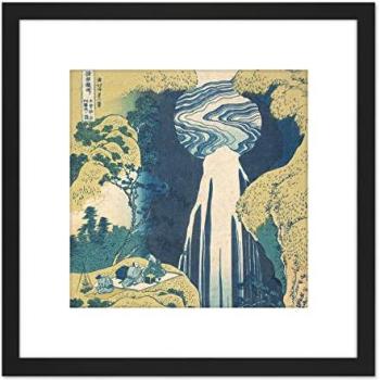 Black Artery8 Hokusai Amida Falls – 8x8” Wooden Frame Waterfall Art for Home & Office