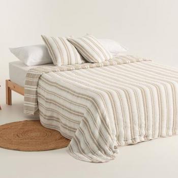 Couverture en Coton Gamusi Rayures Pierre 270 × 270 cm