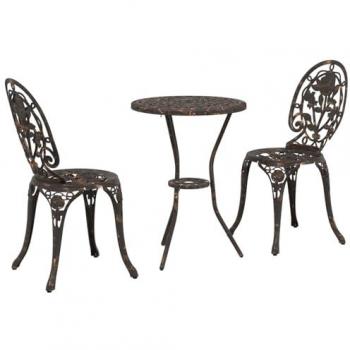 Kit Bistro de Jardin 3 Pièces Aluminium Couleur Bronze