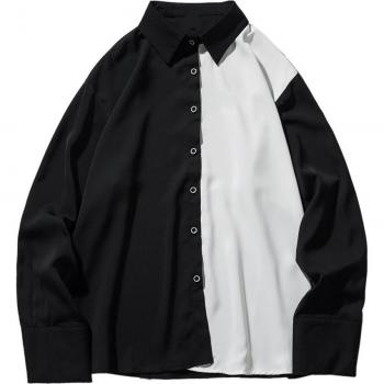 Chemise hommes printemps noir blanc, style décontracté, taille M-XXL