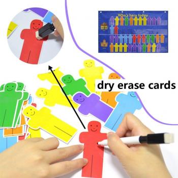 Attendance Pocket Chart Classroom Pocket Chart Sign in Hanging Bag Visual Pocket Who Is Here Today for Teacher