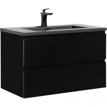 Mobile da bagno 80cm Nero Opaco con lavabo integrato