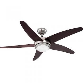 Ventilatore da soffitto con LED RGB e telecomando dimmerabile, colore marrone argento