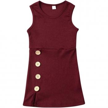 Vestido Suave de Punto Liso para Niñas, 1-4 Años, Verano