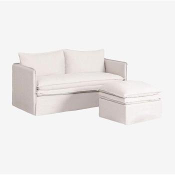 Ensemble Confort Grace en Lin et Coton avec Canapé et Pouf