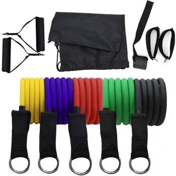 11pcs TPE Outdoor Fitness Resistance Bands Set 100lbs