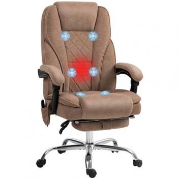Brown ComfortHeat Massage Desk Chair by Vinsetto