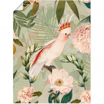 Vintage Papagei Outdoor‑Poster – Grüne Vogelillustration, 30 × 40 cm, Alubild & Leinwand