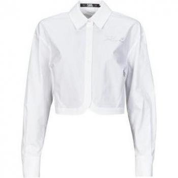 Chemise Karl Lagerfeld Crop Poplin Shirt Blanc