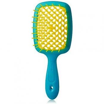 Superbrush Janeke (Large Paddle Hair Brush, Turquoise, Yellow)