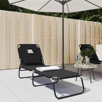 Tumbona Jardín Acero Plegable en Oxford Negro